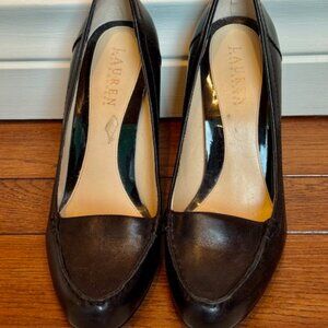 Lauren black leather high heel shoes